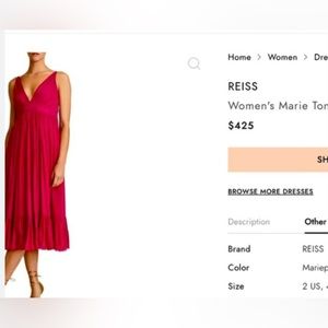 REISS Marie Tonal Stripe Plunge Neck Dress In Mariepink size US2